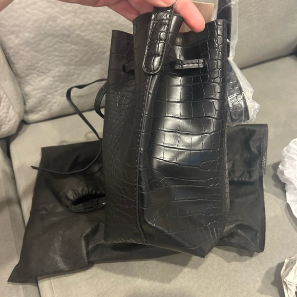 Shoulder unlined bucket bag faux croc black - Picture 3 of 6